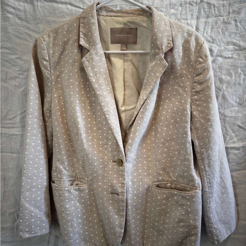 Banana Republic Light Beige Polka Dot Blazer
